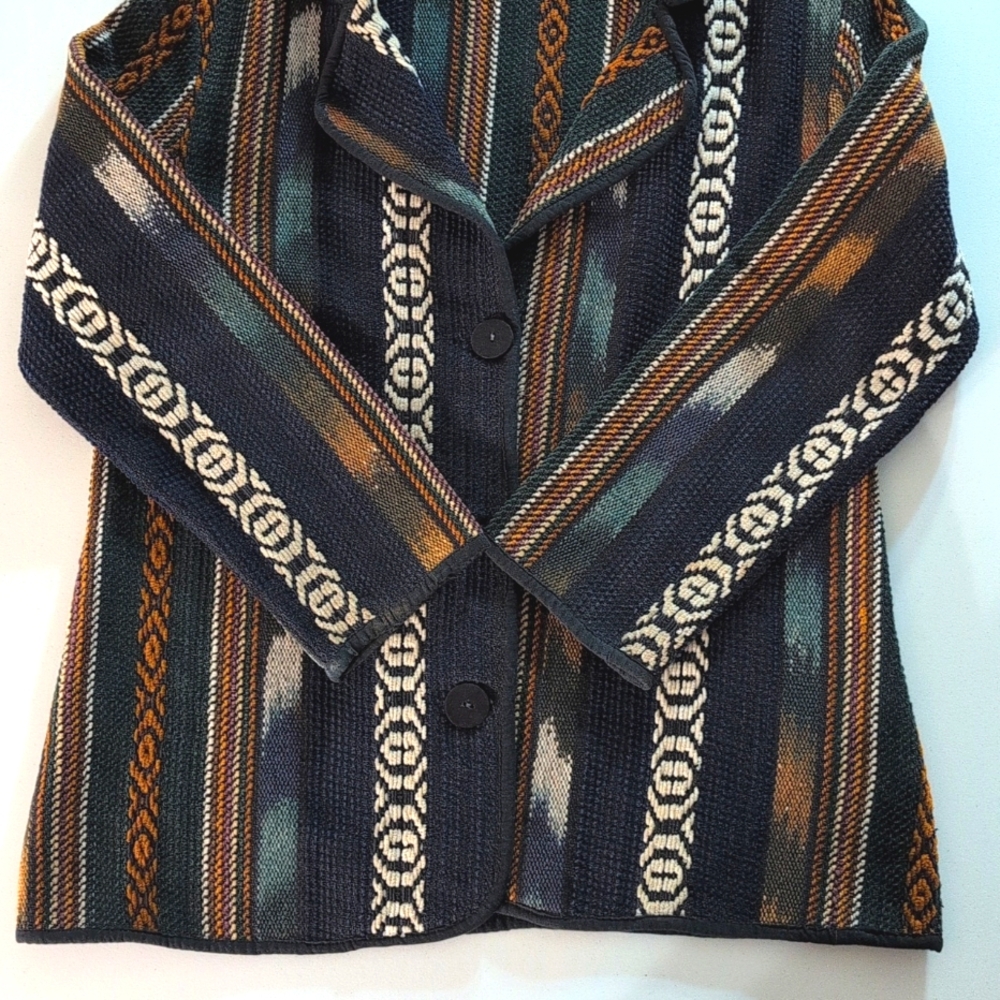 Vintage Nos Nostalgia cotton Southwestern woven earthy boho jacket. Medium - Picture 2 of 16